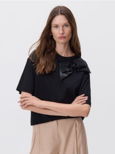 T-shirt z merceryzowanej bawełny - czarny