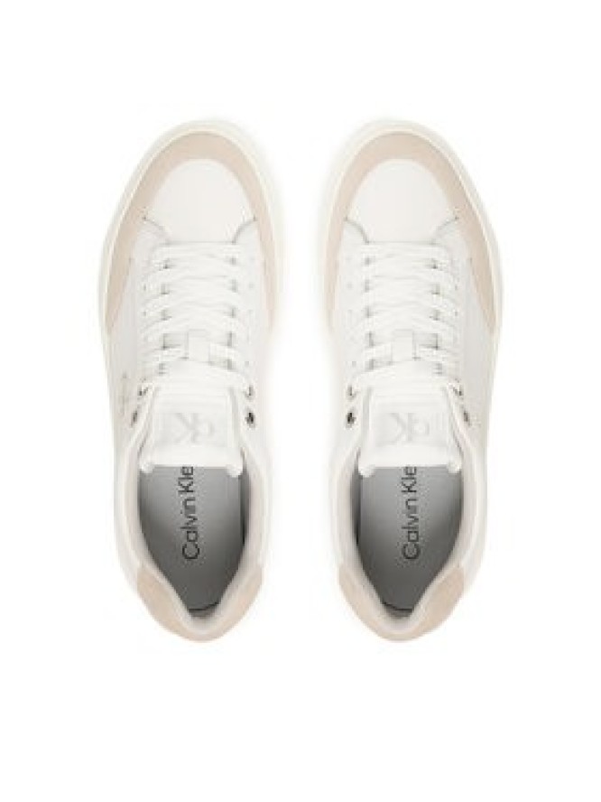 Calvin Klein Sneakersy Basket Cupsole Laceup Lth Mix YW0YW02023 Biały