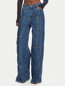 ROTATE Jeansy 1140731602 Granatowy Wide Leg