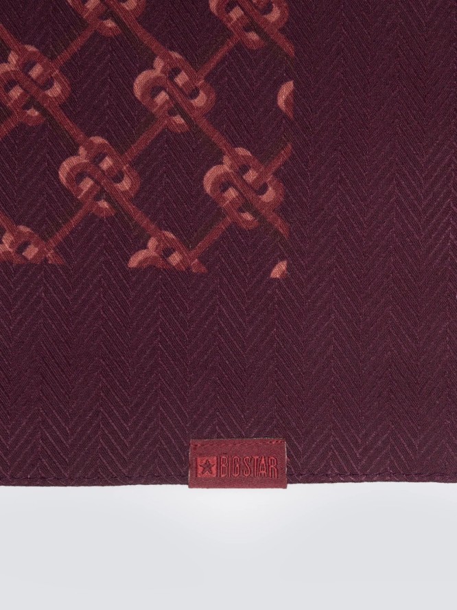 Szal damski z wiskozy z printem bordowy Margotta 604