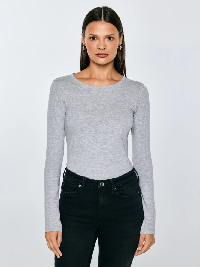 Bluzka damska z długim rękawem szara Classic 991