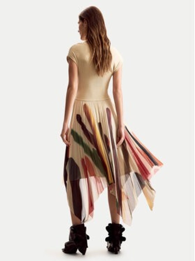 Desigual Sukienka codzienna Brushes Lacroix 26SWVK39 Beżowy Regular Fit