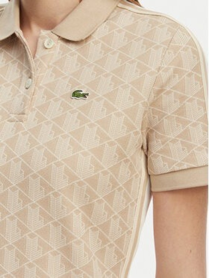 Lacoste Sukienka codzienna EF2655 Beżowy jasny Slim Fit