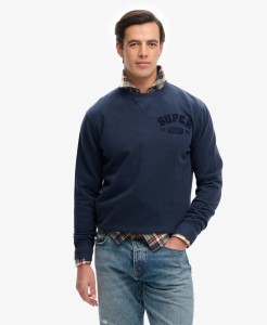superdry Vintage Athletic Tonal Crew Blu – Loose Fit