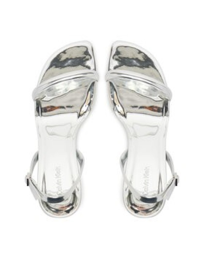 Calvin Klein Sandały Sculpt Kitt Heel Strappy Lth Met HW0HW02709 Srebrny