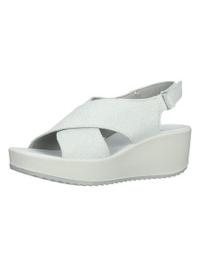 Imac Skórzane sandały w kolorze białym na koturnie rozmiar: 42