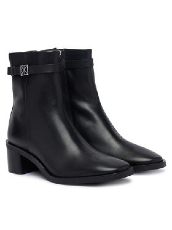 Calvin Klein Botki Block Heel Ank Boot Lth Hdw HW0HW03171 Czarny