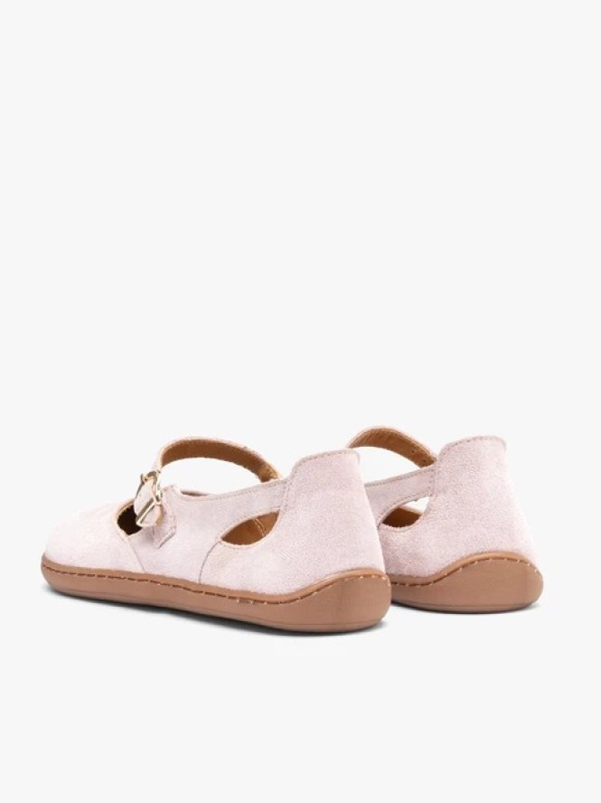 Różowe baleriny barefoot ze skóry welurowej