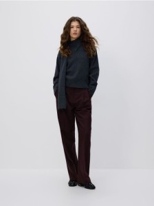 Spodnie w kant z wełną - ciemnofioletowy