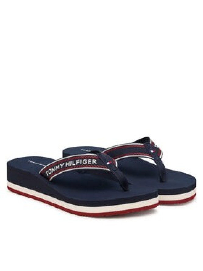 Tommy Hilfiger Japonki Th Corporate Wedge Summer Sandal FW0FW09695 Granatowy