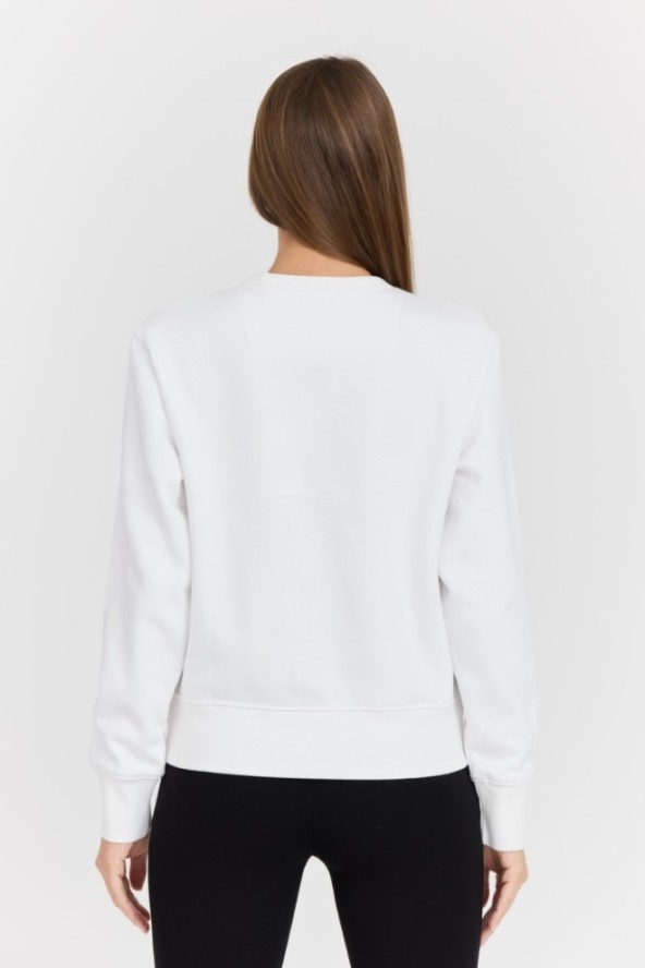 GUESS Biała damska bluza z dużym logo Original Fleece, Rozmiar S