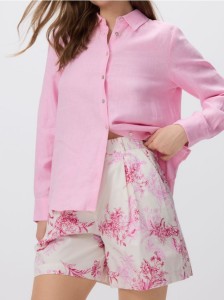 Wzorzyste szorty z bawełny - różowy