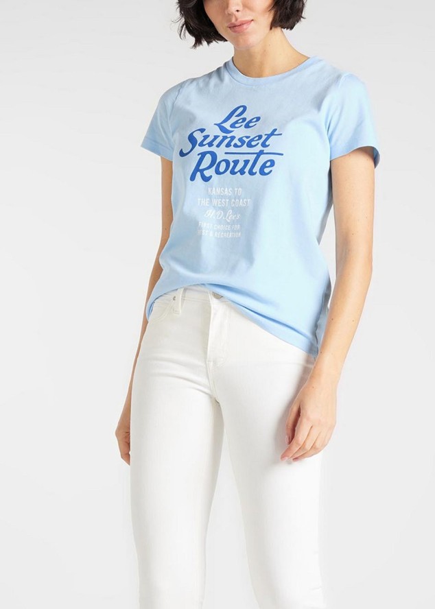 DAMSKI T-SHIRT LEE LEE GRAPHIC TEE REGULAR FIT SKY BLUE L41AEPNR 112108860