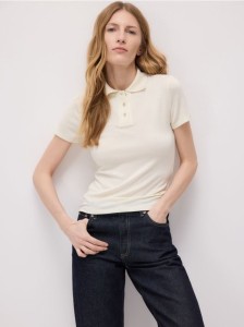 T-shirt polo z wiskozą - jasnożółty