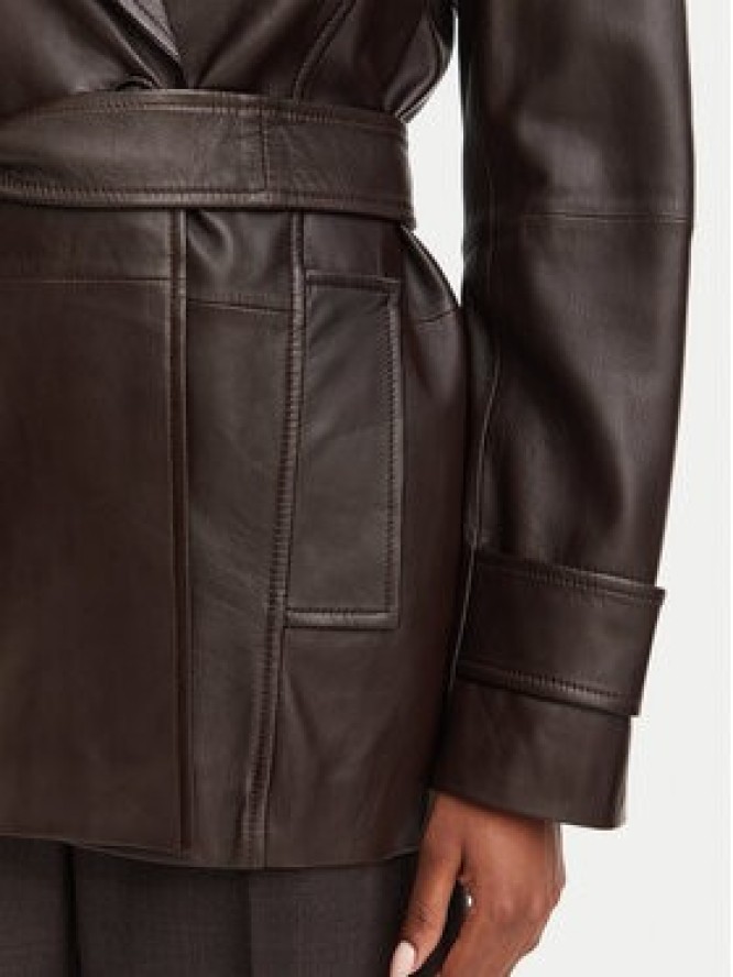 Marella Płaszcz skórzany Ragni 2623446051 Brązowy Regular Fit
