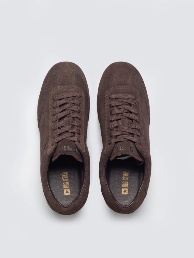 sneakersy damskie ze skóry naturalnej zamszowej brązowe tt274226 804