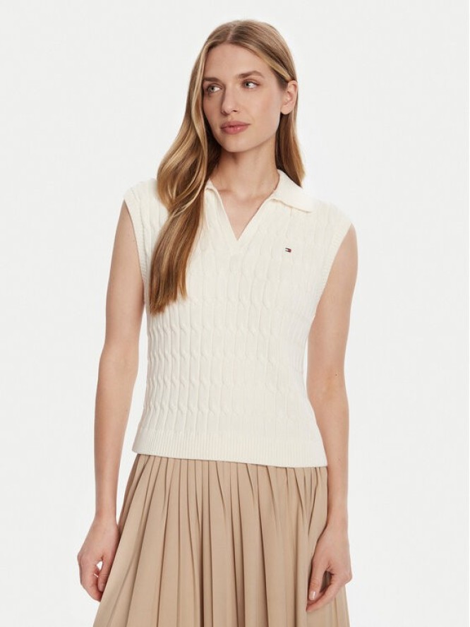 Tommy Hilfiger Sweter WW0WW45655 Écru Regular Fit