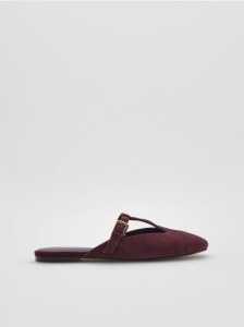 Zamszowe mule - ciemnofioletowy