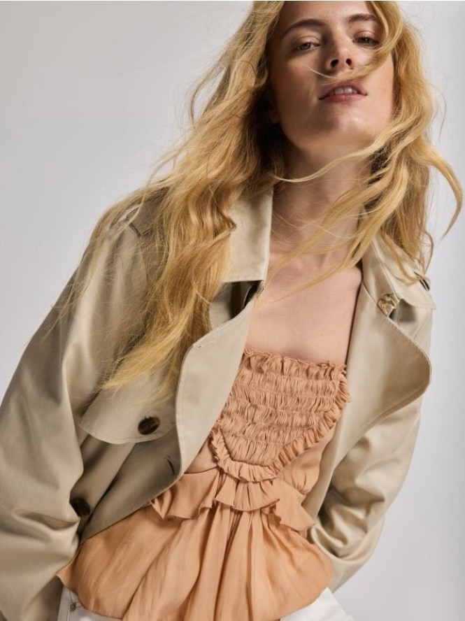 Krótki top z modalem - brzoskwiniowy