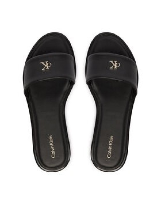 Calvin Klein Klapki Round Flat Sndl Lth Bar Hw 2 HW0HW02925 Czarny