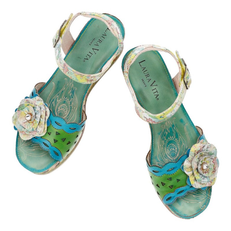 Zielone Sandały Laura Vita Modne Obuwie Damskie