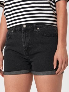 Szorty jeansowe mom high waist - czarny