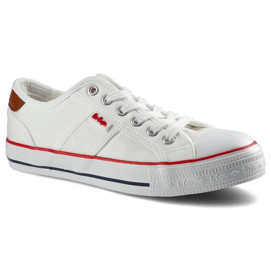 Trampki damskie Lee Cooper, znurowany fason cholewka tekstylna płócienna niska cholewka przed kostkę gumowy nosek ochronny płaska elastyczna podeszwa