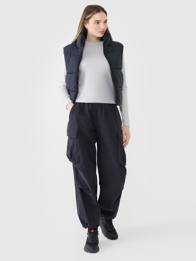 4F Bezrękawnik puchowy cropped z wypełnieniem syntetycznym damski - czarny XL