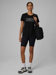 4F Legginsy kolarki z prążkowanej dzianiny damskie - czarne L