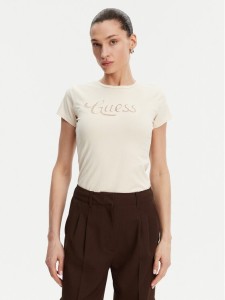 Guess T-Shirt W5GI47 KA0Q1 Écru Slim Fit