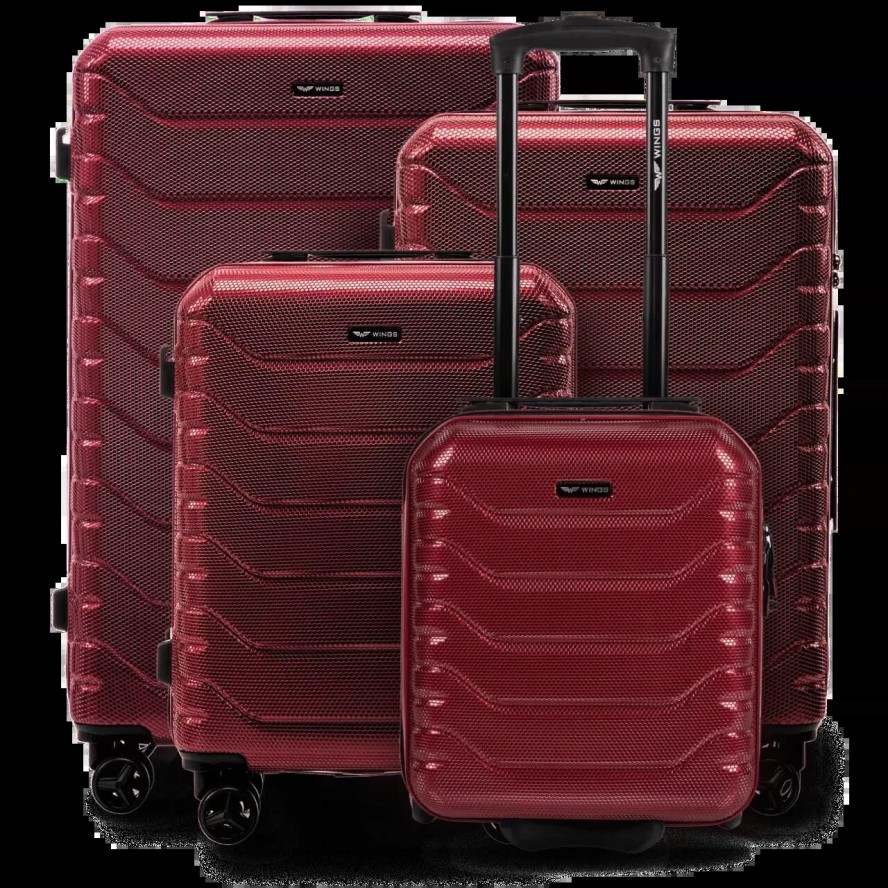 Zestaw 4 walizek Wings CRAKE POLICARBON 100% WINE RED S/M/L + MINI