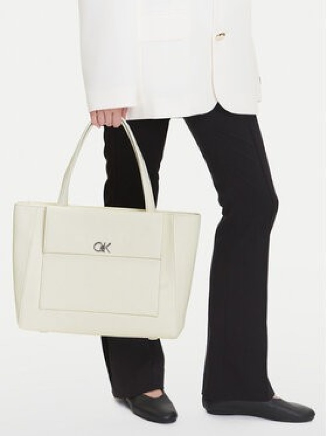 Calvin Klein Torebka Ck Medium Shopper_Tex K60K613178 Biały