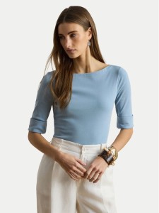 LAUREN RALPH LAUREN Bluzka 200654963201 Niebieski jasny Slim Fit