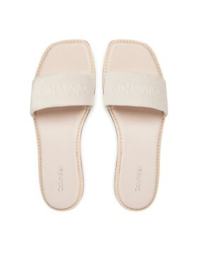 Calvin Klein Klapki Flat Slide - He HW0HW02378 Écru