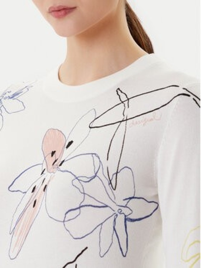 Desigual Sweter Arty 25WWJF33 Biały Regular Fit