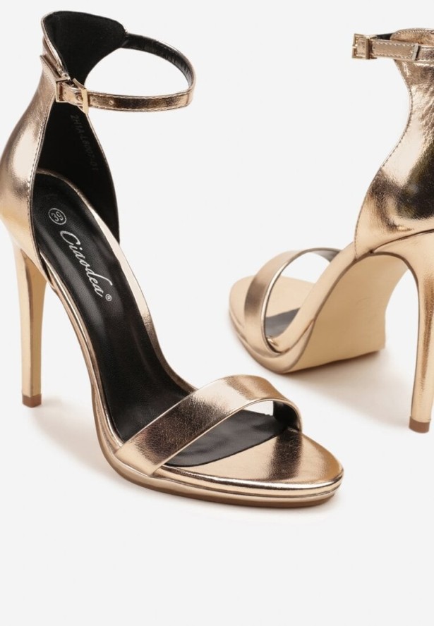 Szampańskie Sandały na Szpilce w Klasycznym Stylu Natileine