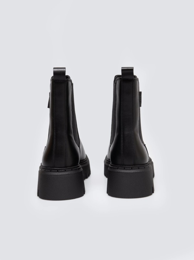 Botki damskie ze skóry naturalnej czarne SS274314 906