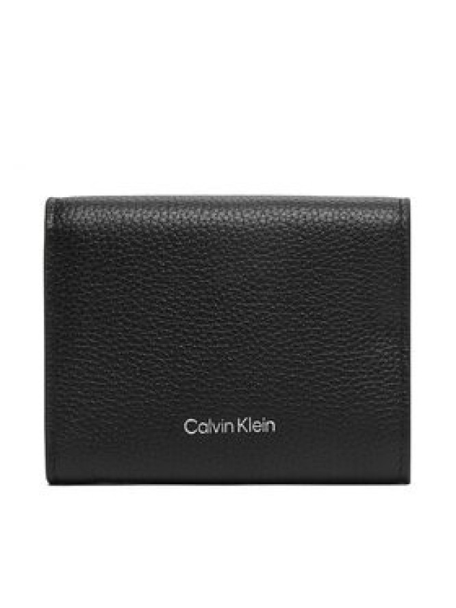 Calvin Klein Portfel Emblem Hw Pebble Trifold W/Zip LV04F1128G Czarny