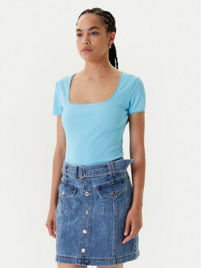 Morgan T-Shirt 232-DLUBI Turkusowy Slim Fit