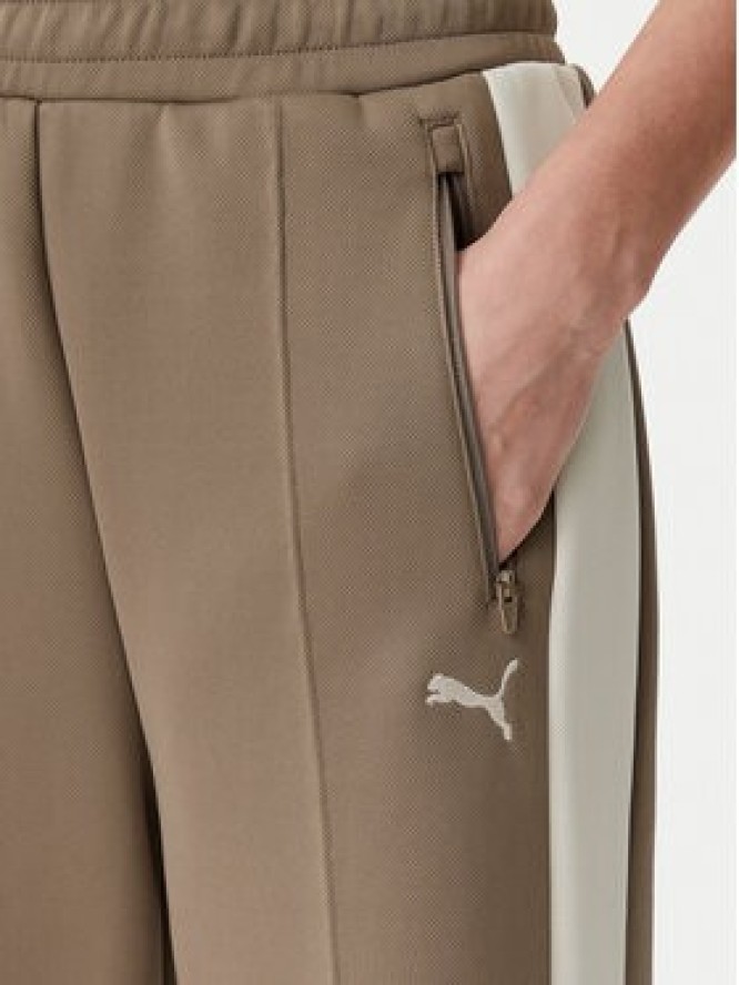 Puma Spodnie dresowe T7 Always On 629797 Brązowy Straight Fit