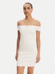 Tommy Jeans Sukienka letnia DW0DW20298 Écru Slim Fit