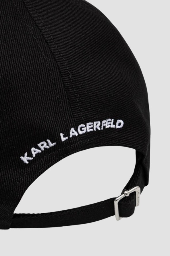 KARL LAGERFELD Czarna czapka damska z daszkiem Signature Cap