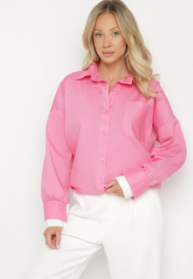 Fuksjowa Klasyczna Koszula z Bawełny o Kroju Oversize Ronavelle