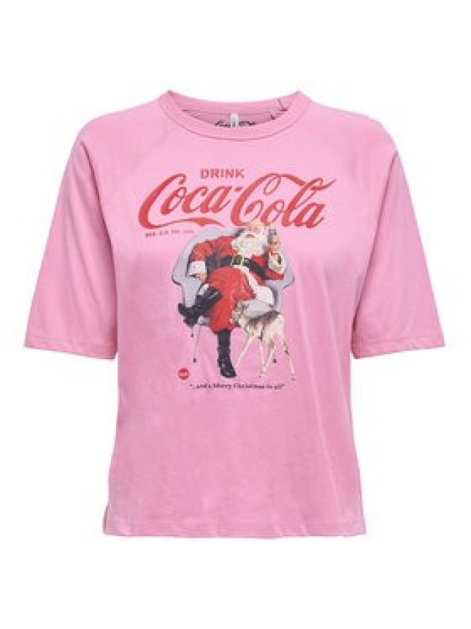ONLY T-Shirt Coca Cola 15355794 Różowy Regular Fit
