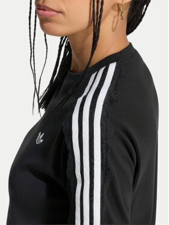 adidas T-Shirt Lace 3 Stripes LG4263 Czarny Regular Fit