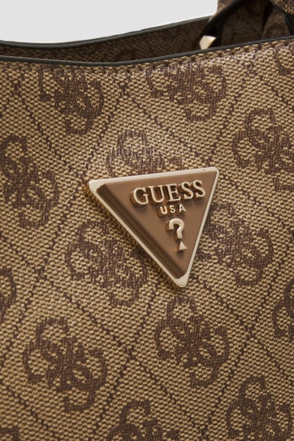 GUESS Brązowa torebka damska logowana Meridian