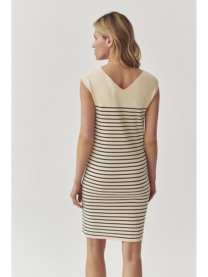 TATUUM Sukienka dzianinowa w kolorze beżowo-czarnym rozmiar: L