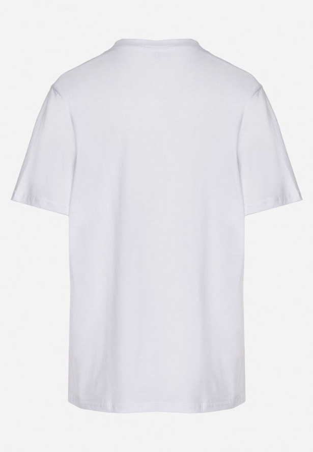 Biały T-shirt Bawełniany z Cyrkoniami Felnella