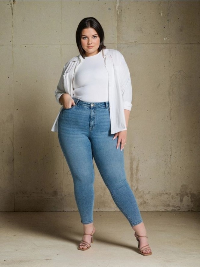 Spodnie jeansowe skinny Plus Size - niebieski