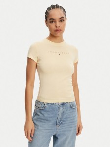 Tommy Jeans T-Shirt Tonal Linear DW0DW20315 Żółty Slim Fit